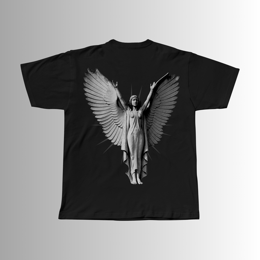 THE ANGEL OVERSIZED BLACK T-SHIRT